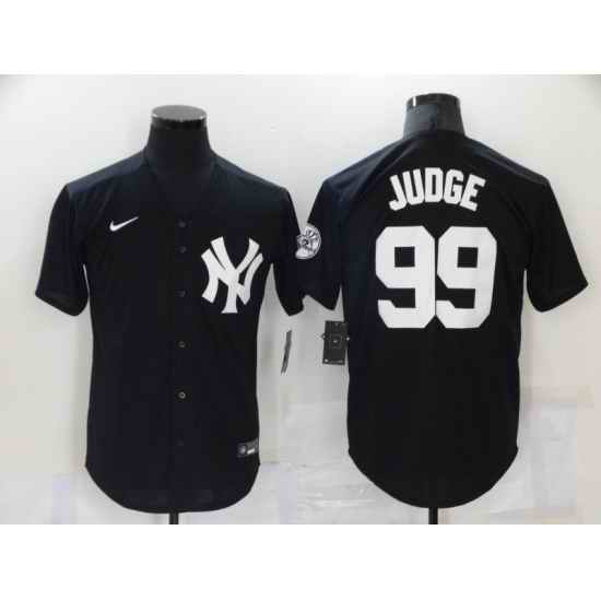 Men New York Yankees 99 Aaron Judge Black Throwback Jersey